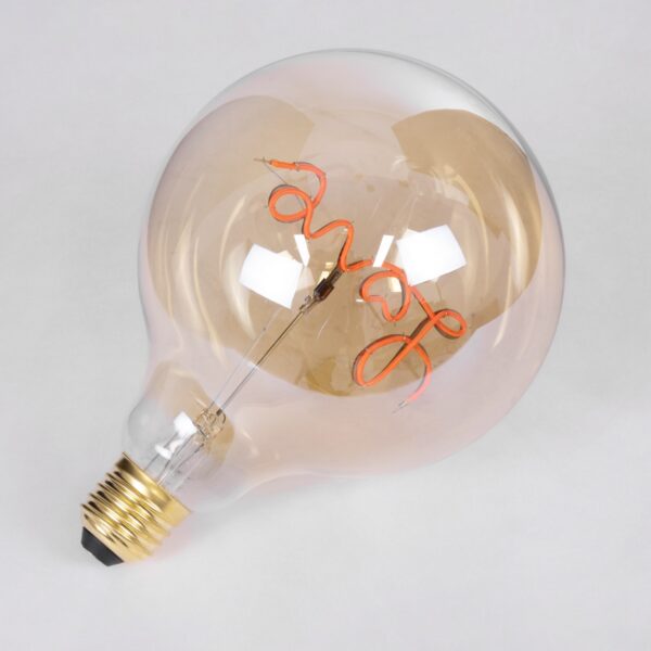 GloboStar® 99253 Λάμπα LED Ultra Thin Soft S Spiral Letter Filament E27 G125 LOVE Γλόμπος 2.4W 204lm 360° AC 220-240V IP20 Φ12.5 x Υ18cm Κόκκινο με Μελί Γυαλί – Dimmable – 3 Years Warranty
