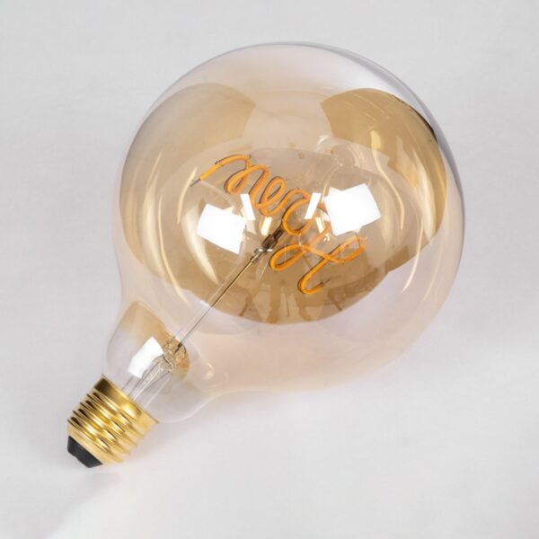 GloboStar® 99254 Λάμπα LED Ultra Thin Soft S Spiral Letter Filament E27 G125 HOME Γλόμπος 2.4W 204lm 360° AC 220-240V IP20 Φ12.5 x Υ18cm Ultra Θερμό Λευκό 2200K με Μελί Γυαλί – Dimmable – 3 Years Warranty