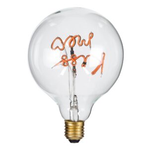 GloboStar® 99256 Λάμπα LED Ultra Thin Soft S Spiral Letter Filament E27 G125 KISS ME Γλόμπος 4W 340lm 360° AC 220-240V IP20 Φ12.5 x Υ18cm Ροζ με Διάφανο Γυαλί – Dimmable – 3 Years Warranty