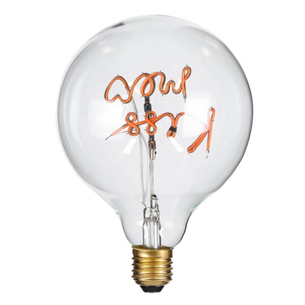 GloboStar® 99256 Λάμπα LED Ultra Thin Soft S Spiral Letter Filament E27 G125 KISS ME Γλόμπος 4W 340lm 360° AC 220-240V IP20 Φ12.5 x Υ18cm Ροζ με Διάφανο Γυαλί – Dimmable – 3 Years Warranty
