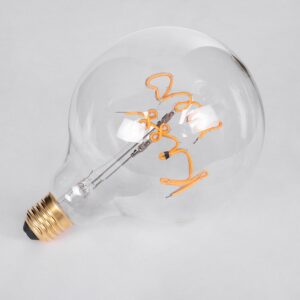 GloboStar® 99257 Λάμπα LED Ultra Thin Soft S Spiral Letter Filament E27 G125 KISS ME Γλόμπος 4W 340lm 360° AC 220-240V IP20 Φ12.5 x Υ18cm Ultra Θερμό Λευκό 2200K με Διάφανο Γυαλί – Dimmable – 3 Years Warranty