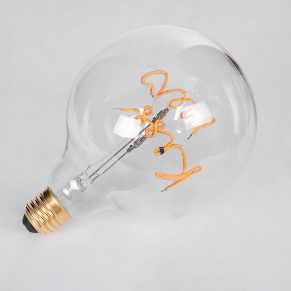 GloboStar® 99257 Λάμπα LED Ultra Thin Soft S Spiral Letter Filament E27 G125 KISS ME Γλόμπος 4W 340lm 360° AC 220-240V IP20 Φ12.5 x Υ18cm Ultra Θερμό Λευκό 2200K με Διάφανο Γυαλί – Dimmable – 3 Years Warranty