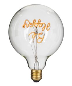 GloboStar® 99258 Λάμπα LED Ultra Thin Soft S Spiral Letter Filament E27 G125 BE HAPPY Γλόμπος 4W 340lm 360° AC 220-240V IP20 Φ12.5 x Υ18cm Ultra Θερμό Λευκό 2200K με Διάφανο Γυαλί – Dimmable – 3 Years Warranty