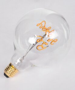 GloboStar® 99258 Λάμπα LED Ultra Thin Soft S Spiral Letter Filament E27 G125 BE HAPPY Γλόμπος 4W 340lm 360° AC 220-240V IP20 Φ12.5 x Υ18cm Ultra Θερμό Λευκό 2200K με Διάφανο Γυαλί – Dimmable – 3 Years Warranty