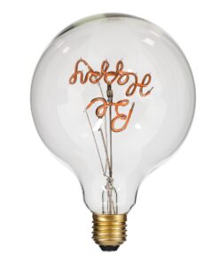 GloboStar® 99259 Λάμπα LED Ultra Thin Soft S Spiral Letter Filament E27 G125 BE HAPPY Γλόμπος 4W 340lm 360° AC 220-240V IP20 Φ12.5 x Υ18cm Ροζ με Διάφανο Γυαλί – Dimmable – 3 Years Warranty