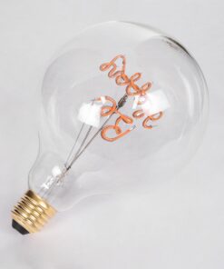 GloboStar® 99259 Λάμπα LED Ultra Thin Soft S Spiral Letter Filament E27 G125 BE HAPPY Γλόμπος 4W 340lm 360° AC 220-240V IP20 Φ12.5 x Υ18cm Ροζ με Διάφανο Γυαλί – Dimmable – 3 Years Warranty