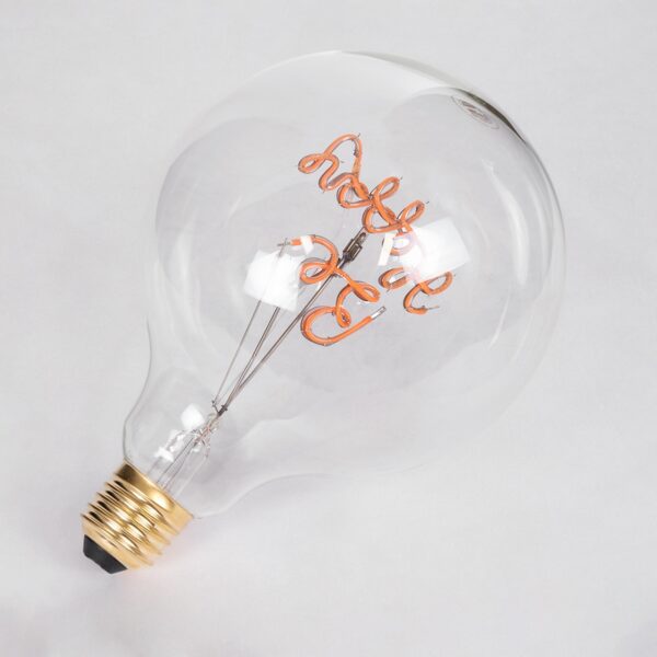 GloboStar® 99259 Λάμπα LED Ultra Thin Soft S Spiral Letter Filament E27 G125 BE HAPPY Γλόμπος 4W 340lm 360° AC 220-240V IP20 Φ12.5 x Υ18cm Ροζ με Διάφανο Γυαλί – Dimmable – 3 Years Warranty