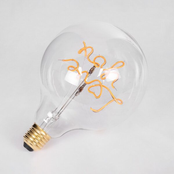GloboStar® 99261 Λάμπα LED Ultra Thin Soft S Spiral Letter Filament E27 G125 LOVE YOU Γλόμπος 4W 340lm 360° AC 220-240V IP20 Φ12.5 x Υ18cm Ultra Θερμό Λευκό 2200K με Διάφανο Γυαλί – Dimmable – 3 Years Warranty