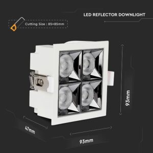LED Φωτιστικό Χωνευτό 16W CRI>90 V-TAC PRO Samsung Chip 38° 1280lm Ψυχρό 5700K – 991