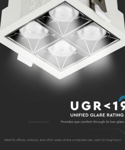 LED Φωτιστικό Χωνευτό 16W CRI>90 V-TAC PRO Samsung Chip 38° 1280lm Ψυχρό 5700K – 991