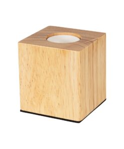 GloboStar® WOODBOX 99405 Μοντέρνο Επιτραπέζιο Φωτιστικό Πορτατίφ Μονόφωτο 1 x E27 AC220-240V με 1.35m Καλώδιο και Διακόπτη On/Off – Σώμα από Φυσικό Ξύλο – Μ7.6 x Π7.6 x Υ8.2cm – Μπεζ Δρυς – 5 Years Warranty