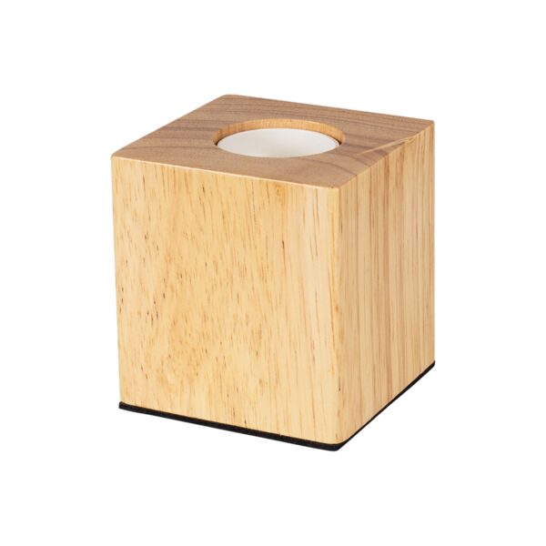 GloboStar® WOODBOX 99405 Μοντέρνο Επιτραπέζιο Φωτιστικό Πορτατίφ Μονόφωτο 1 x E27 AC220-240V με 1.35m Καλώδιο και Διακόπτη On/Off – Σώμα από Φυσικό Ξύλο – Μ7.6 x Π7.6 x Υ8.2cm – Μπεζ Δρυς – 5 Years Warranty