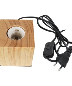 GloboStar® WOODBOX 99405 Μοντέρνο Επιτραπέζιο Φωτιστικό Πορτατίφ Μονόφωτο 1 x E27 AC220-240V με 1.35m Καλώδιο και Διακόπτη On/Off – Σώμα από Φυσικό Ξύλο – Μ7.6 x Π7.6 x Υ8.2cm – Μπεζ Δρυς – 5 Years Warranty