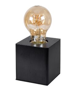 GloboStar® WOODBOX 99407 Μοντέρνο Επιτραπέζιο Φωτιστικό Πορτατίφ Μονόφωτο 1 x E27 AC220-240V με 1.35m Καλώδιο και Διακόπτη On/Off – Σώμα από Φυσικό Ξύλο – Μ7.6 x Π7.6 x Υ8.2cm – Μαύρος Έβενος – 5 Years Warranty