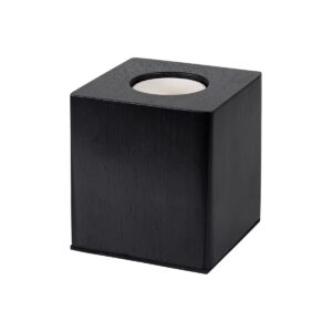 GloboStar® WOODBOX 99407 Μοντέρνο Επιτραπέζιο Φωτιστικό Πορτατίφ Μονόφωτο 1 x E27 AC220-240V με 1.35m Καλώδιο και Διακόπτη On/Off – Σώμα από Φυσικό Ξύλο – Μ7.6 x Π7.6 x Υ8.2cm – Μαύρος Έβενος – 5 Years Warranty