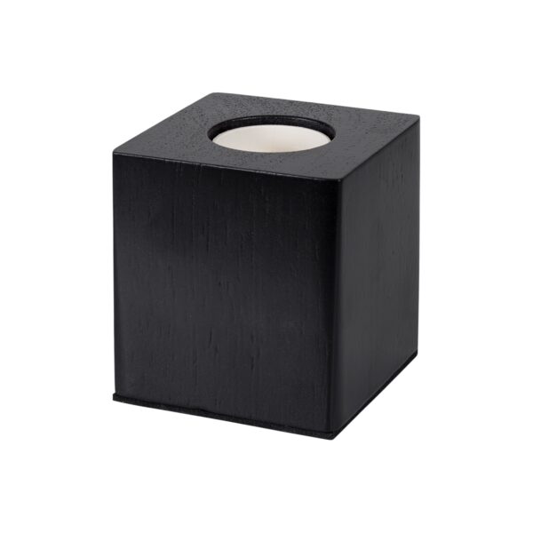 GloboStar® WOODBOX 99407 Μοντέρνο Επιτραπέζιο Φωτιστικό Πορτατίφ Μονόφωτο 1 x E27 AC220-240V με 1.35m Καλώδιο και Διακόπτη On/Off – Σώμα από Φυσικό Ξύλο – Μ7.6 x Π7.6 x Υ8.2cm – Μαύρος Έβενος – 5 Years Warranty