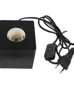 GloboStar® WOODBOX 99407 Μοντέρνο Επιτραπέζιο Φωτιστικό Πορτατίφ Μονόφωτο 1 x E27 AC220-240V με 1.35m Καλώδιο και Διακόπτη On/Off – Σώμα από Φυσικό Ξύλο – Μ7.6 x Π7.6 x Υ8.2cm – Μαύρος Έβενος – 5 Years Warranty