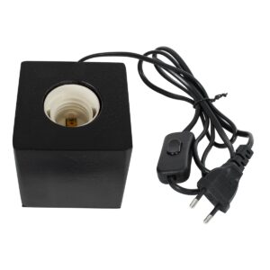 GloboStar® WOODBOX 99407 Μοντέρνο Επιτραπέζιο Φωτιστικό Πορτατίφ Μονόφωτο 1 x E27 AC220-240V με 1.35m Καλώδιο και Διακόπτη On/Off – Σώμα από Φυσικό Ξύλο – Μ7.6 x Π7.6 x Υ8.2cm – Μαύρος Έβενος – 5 Years Warranty