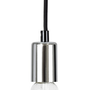 GloboStar® DOUITO 99423 Μοντέρνο Κρεμαστό Φωτιστικό Οροφής Ανάρτηση Μονόφωτο 1 x E27 AC220-240V με 1m Καλώδιο – Φ4 x Υ110cm – Χρώμιο Νίκελ – 5 Years Warranty