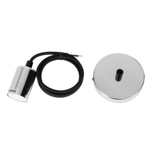 GloboStar® DOUITO 99423 Μοντέρνο Κρεμαστό Φωτιστικό Οροφής Ανάρτηση Μονόφωτο 1 x E27 AC220-240V με 1m Καλώδιο – Φ4 x Υ110cm – Χρώμιο Νίκελ – 5 Years Warranty