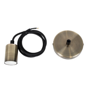 GloboStar® DOUITO 99424 Μοντέρνο Κρεμαστό Φωτιστικό Οροφής Ανάρτηση Μονόφωτο 1 x E27 AC220-240V με 1m Καλώδιο – Φ4 x Υ110cm – Μπρονζέ – 5 Years Warranty