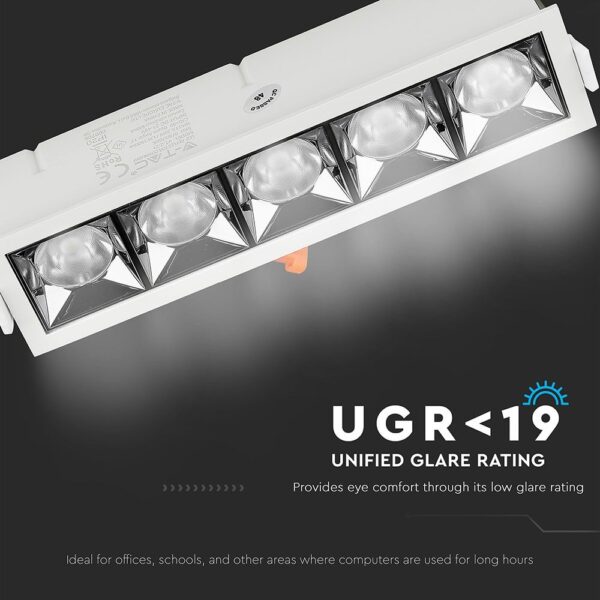LED Φωτιστικό Χωνευτό 20W CRI>90 V-TAC PRO Samsung Chip 38° 1600lm Ψυχρό 5700K – 994