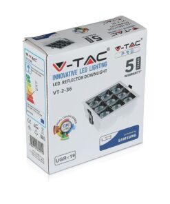 LED Φωτιστικό Χωνευτό 36W CRI>90 V-TAC PRO Samsung Chip 38° 2880lm Ψυχρό 5700K – 997
