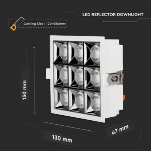 LED Φωτιστικό Χωνευτό 36W CRI>90 V-TAC PRO Samsung Chip 38° 2880lm Ψυχρό 5700K – 997