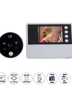 GloboStar® 86017 Ψηφιακή Έξυπνη Camera Εξώπορτας 90° Μοιρών με Έγχρωμη Οθόνη 2.8″ Inches – Νυχτερινή Όραση με LED IR – Κουδούνι – Εσωτερική Μνήμη Αποθήκευσης – Λειτουργεί με 4 Μπαταρίες AAA