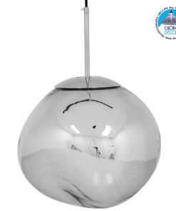 GloboStar® DIXAR 01464 Μοντέρνο Κρεμαστό Φωτιστικό Οροφής Μονόφωτο 1 x E27 Γυάλινο Ασημί Νίκελ Φ36 x Υ45cm