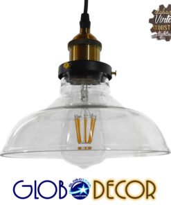 GloboStar® BINGLEY 01075 Vintage Κρεμαστό Φωτιστικό Οροφής Μονόφωτο 1 x E27 Γυάλινο Καμπάνα Φ20 x Y15cm