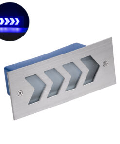 GloboStar® WALLLIGHT-ARINA 90673 Χωνευτό Φωτιστικό Τοίχου LED 6W 600lm 120° DC 24V Αδιάβροχο IP67 Μ17 x Π7 x Υ5.5cm Μπλε – Ανοξείδωτο Ατσάλι – 3 Years Warranty