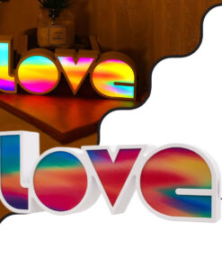 GloboStar® 76553 Μοντέρνο Επιτραπέζιο Διακοσμητικό Φωτιστικό LED Σήμανσης MULTICOLOR LOVE 2W με Διακόπτη On/Off & Καλώδιο Τροφοδοσίας USB – Μπαταρίας 3xAAA (Δεν Περιλαμβάνονται) Ψυχρό Λευκό 6000K