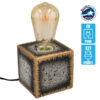 GloboStar® Cement 99404 Μοντέρνο Φυσικό Τσιμέντο Επιτραπέζιο Φωτιστικό Πορτατίφ Λαμπατέρ με Ντουί E27 Μονόφωτο Κύβος Χρυσό – Μαύρο / Γκρι Τσιμέντο με 1.8m Καλώδιο M10 x Π10 x Υ10cm