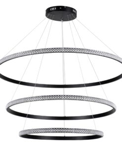 GloboStar® DIAMOND TRIO 61140-DECO Κρεμαστό Φωτιστικό Δαχτυλίδι-Κύκλος LED CCT 150W 18379lm 360° AC 220-240V – Εναλλαγή Φωτισμού μέσω Τηλεχειριστηρίου All In One Ψυχρό 6000k+Φυσικό 4500k+Θερμό 2700k Dimmable Φ60+80+100cm – Μαύρο – 3 Years Warranty