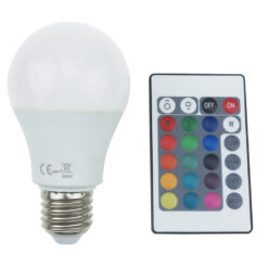 LED Λάμπα E27 A60 Dimmable 8W Diolamp με Τηλεχειριστήριο 650lm Πολύχρωμη RGB+3000K – A608RGBW