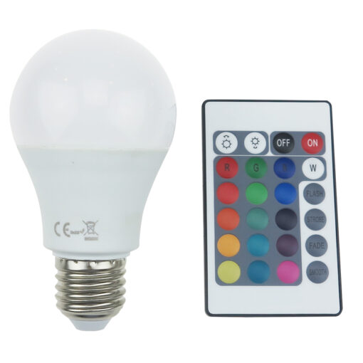 LED Λάμπα E27 A60 Dimmable 8W Diolamp με Τηλεχειριστήριο 650lm Πολύχρωμη RGB+3000K – A608RGBW