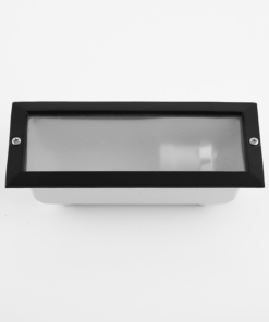Φωτιστικό Τοίχου Χωνευτό για Διαδρόμους/Σκαλοπάτια 1xE27 Απλίκα Αλουμινίου Μαύρη 10x23cm με Ματ Γυαλί IP54 ACA – AC.045GL64BMS