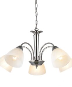 Κρεμαστό Φωτιστικό 5xE14 Μεταλλικό Χρώμιο Λευκό Γυαλί Αμμοβολή ACA DECOR – DLX7395