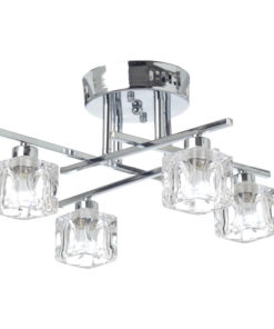 Φωτιστικό Οροφής 4ΧG9 Μεταλλικό Χρώμιο Διάφανο Ανάγλυφο Τετράγωνο Γυαλί Υψηλής Κ9 Καθαρότητας ACA DECOR – AD00714