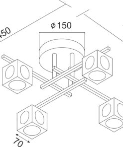 Φωτιστικό Οροφής 4ΧG9 Μεταλλικό Χρώμιο Διάφανο Ανάγλυφο Τετράγωνο Γυαλί Υψηλής Κ9 Καθαρότητας ACA DECOR – AD00714