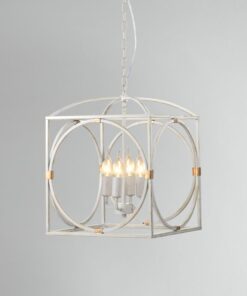 Κρεμαστό Φωτιστικό Οροφής 4xE14 Μεταλλικό Λευκό-Χρυσό ACA DECOR – AD80264