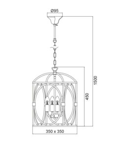 Κρεμαστό Φωτιστικό Οροφής 4xE14 Μεταλλικό Λευκό-Χρυσό ACA DECOR – AD80264