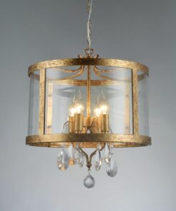 Κρεμαστό Φωτιστικό Οροφής 4xE14 Ø450 Μέταλλο-Γυαλί-Κρύσταλλο Ορείχαλκος ACA DECOR – AD80375