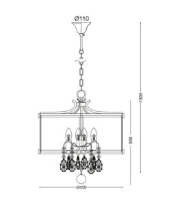 Κρεμαστό Φωτιστικό Οροφής 4xE14 Ø450 Μέταλλο-Γυαλί-Κρύσταλλο Ορείχαλκος ACA DECOR – AD80375