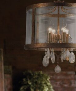 Κρεμαστό Φωτιστικό Οροφής 4xE14 Ø450 Μέταλλο-Γυαλί-Κρύσταλλο Ορείχαλκος ACA DECOR – AD80375