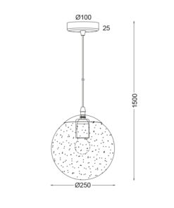 Κρεμαστό Φωτιστικό 1XE27 3D Γυαλί+Μεταλλική Μαύρη Ανάρτηση Φ250 ACA DECOR – AD804225