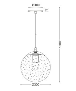 Κρεμαστό Φωτιστικό 1XE27 3D Γυαλί + Μεταλλική Μαύρη Ανάρτηση Φ300 ACA DECOR – AD804230