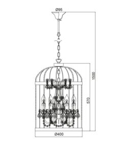 Κρεμαστό Φωτιστικό Οροφής 5xE14 Ø400 Κλουβί Μέταλλο-Κρύσταλλο Μαύρο ACA DECOR – AD90275
