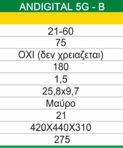 MATEL ANDIGITAL 5G-B ΚΕΡΑΙΑ UHF ΕΞΩΤΕΡΙΚΗ ΜΑΥΡΗ 4K-FULL HD – 1-MT010400007